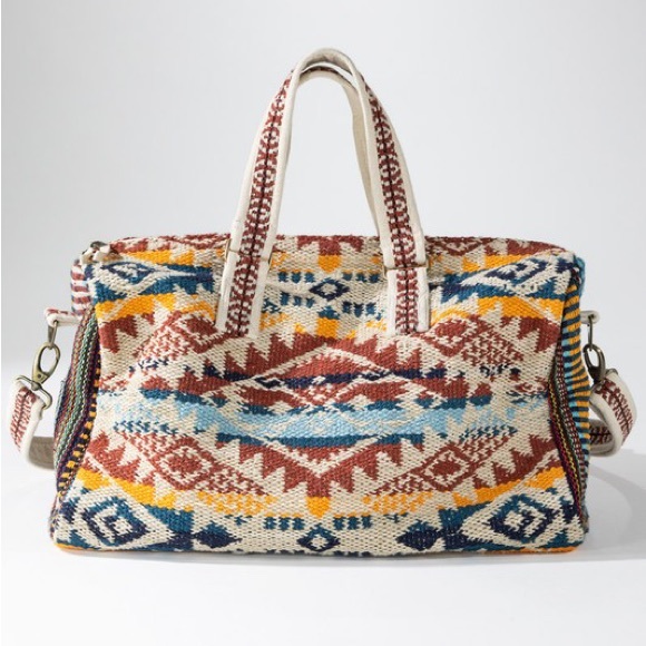 NEW Navajo Aztec Woven Weekender Duffle Bag - Picture 6 of 15
